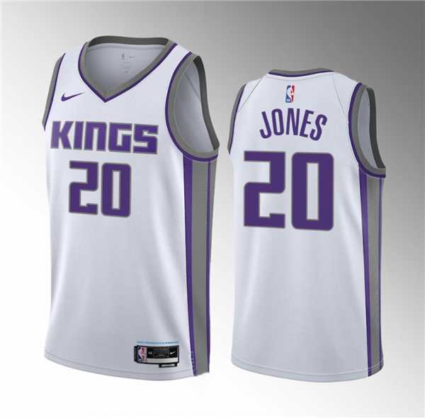 Mens Sacramento Kings #20 Colby Jones White 2023 Draft Association Edition Stitched Jersey Dzhi